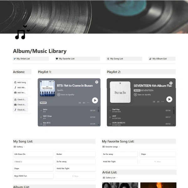 免費 Notion 音樂庫範本 | Free Notion Music Library Template | 月鹿盒子